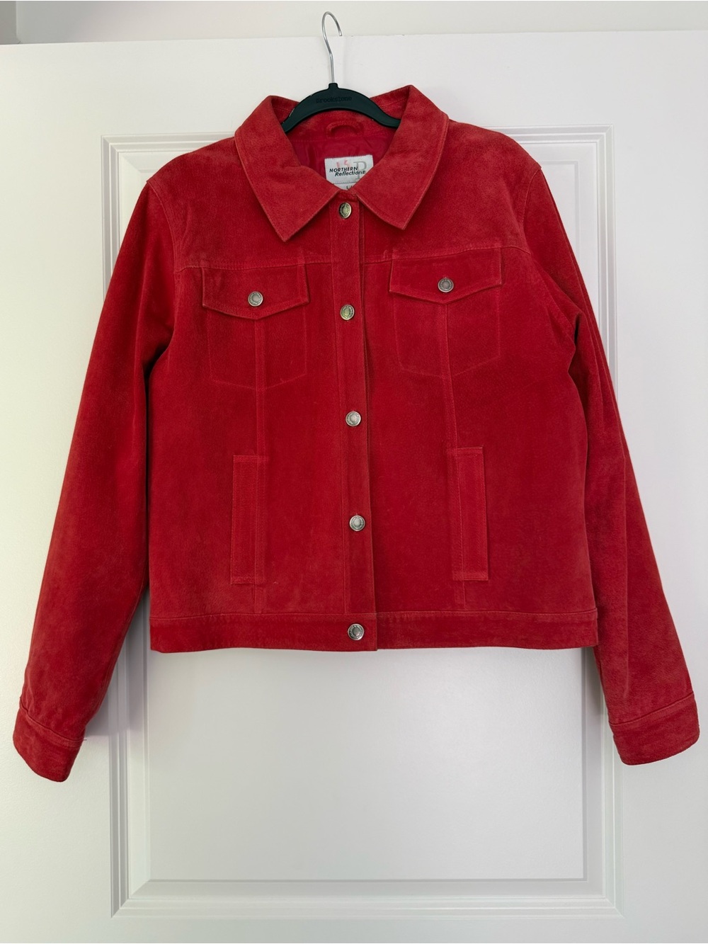 Northern Reflections Red Leather Jacket Label View